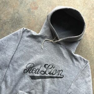 VTG 70s Red Lion Graphic Hoodie Sweatshirt Men XL Gray Russell Athletic Pullover